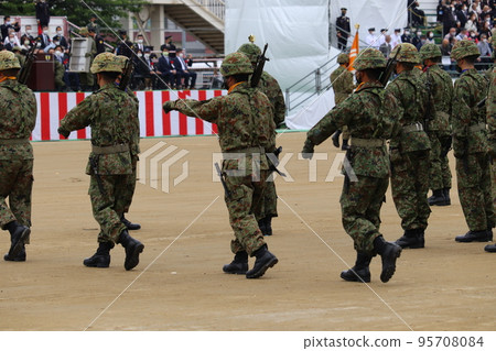 Members of the Ground Self-Defense Force marching with Type 89 rifles Members of the Ground Self-Defense Force marching with Type 89 rifles 95708084