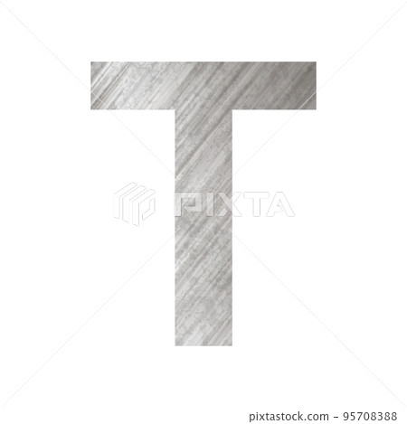 Texture of silver rusty metal, letter T of the English alphabet on a white background - Vector Texture of silver rusty metal, letter T of the English alphabet on a white background - Vector 95708388