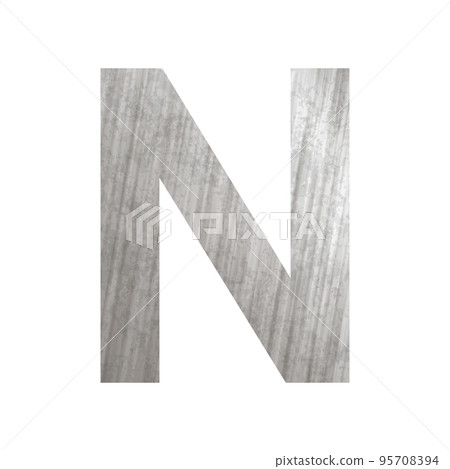 Texture of silver rusty metal, letter N of the English alphabet on a white background - Vector 95708394