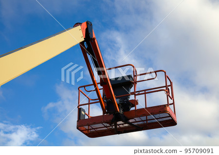 boom lift construction site elevator equipment lifting platform picker on sky boom lift construction site elevator equipment lifting platform picker on sky 95709091