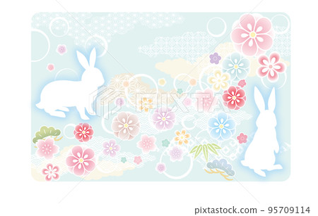 2023 Rabbit silhouette Japanese pattern simple New Year's card 95709114