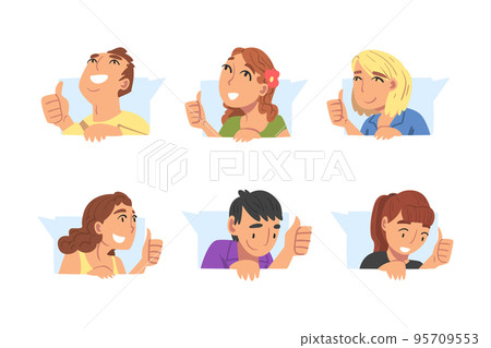 People Characters Leaving Positive Review Online Showing Adoration with Thumb Up in Speech Bubble Vector Set People Characters Leaving Positive Review Online Showing Adoration with Thumb Up in Speech Bubble Vector Set 95709553