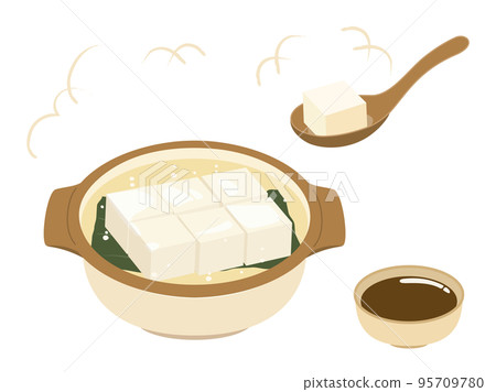 Illustration inspired by boiled tofu Version with sauce and lotus 95709780