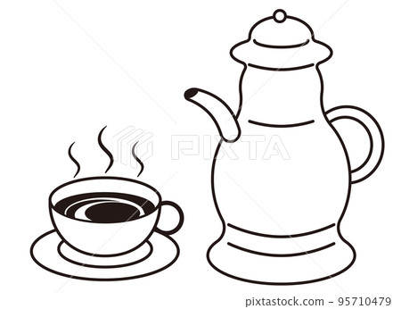 紅茶和茶壺單色圖標說明 紅茶和茶壺單色圖標說明 95710479