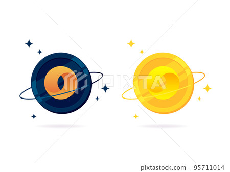 Merit Circle (MC) coin flat icon isolated on white background. 95711014
