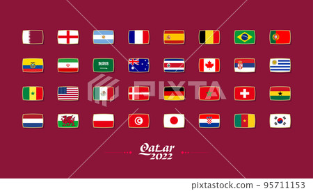 Flags of countries participating to the international soccer tournament in Qatar. vector 95711153