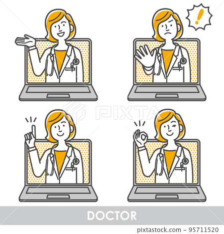 Female doctor's online medical treatment pattern material set 95711520
