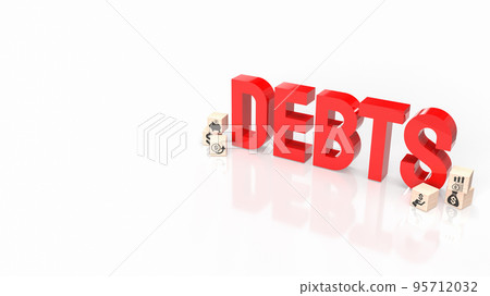 The red debts text on white background 3d rendering The red debts text on white background 3d rendering 95712032