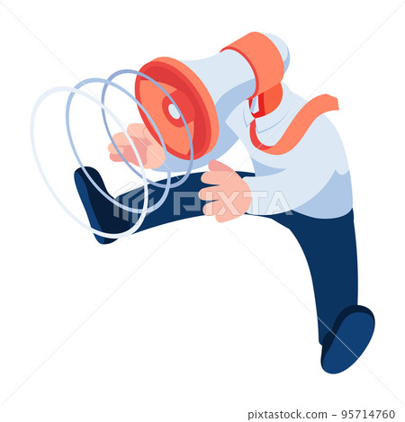 Isometric Businessman with Megaphone Head 95714760