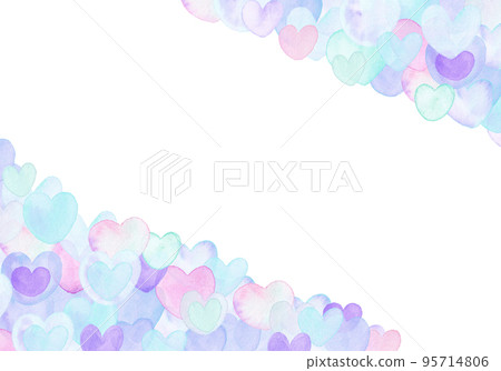 華麗的水彩心框架淺藍色 華麗的水彩心框架淺藍色 95714806