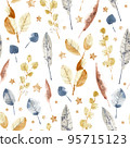 Watercolor seamless pattern, Christmas textile and wrapping paper decoration. Winter holiday decor. New Year illustration. Polygraphy decoration, textile and wrapping paper design. 95715123