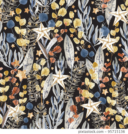 Watercolor seamless pattern, Christmas textile and wrapping paper decoration. Winter holiday decor. New Year illustration. Polygraphy decoration, textile and wrapping paper design. Watercolor seamless pattern, Christmas textile and wrapping paper decoration. Winter holiday decor. New Year illustration. Polygraphy decoration, textile and wrapping paper design. 95715136