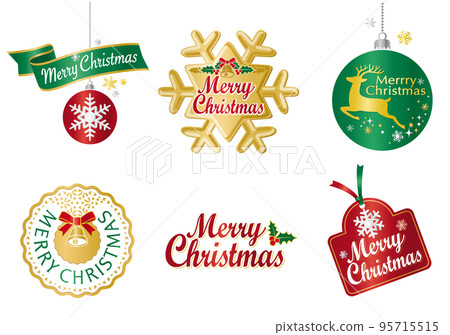 Christmas emblem icon set illustration 95715515