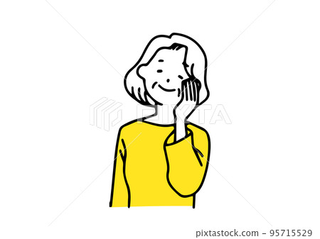 中年婦女撫摸她的臉頰 95715529