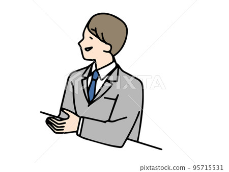 Illustration of a simple business person making an introduction Illustration of a simple business person making an introduction 95715531