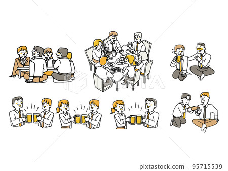 Illustration material of a business person having a drinking party Illustration material of a business person having a drinking party 95715539