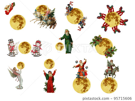 聖誕復古拼貼圖標 95715606