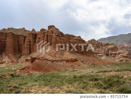 Red canyon Konorchek (Suluu-Terek) in the mountains in Kyrgyzstan 95715754