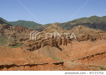 Red canyon Konorchek (Suluu-Terek) in the mountains in Kyrgyzstan 95715758