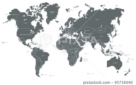 World map border country name illustration vector 95716040