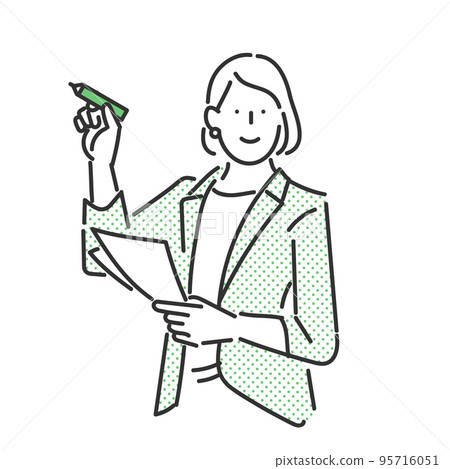 以活潑的表情工作的女性商務人士的插圖素材 以活潑的表情工作的女性商務人士的插圖素材 95716051