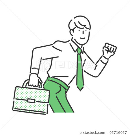 擺出活潑表情奔跑的男性商務人士的插圖素材 95716057
