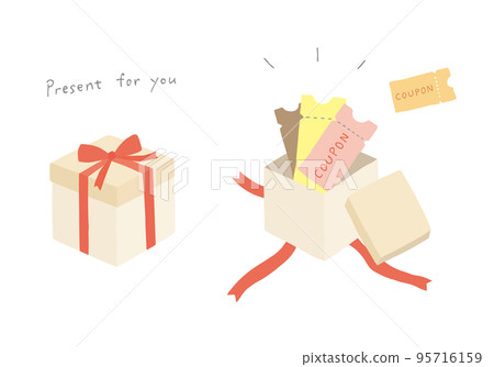 優惠券禮物手繪插畫（彩色） 95716159