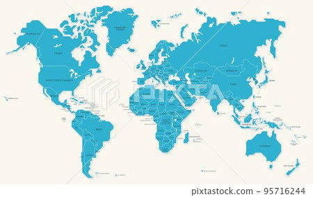 World map border country name vector illustration 95716244