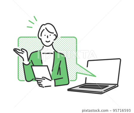 從筆記本電腦在線交流的女性商務人士的插圖素材 95716593