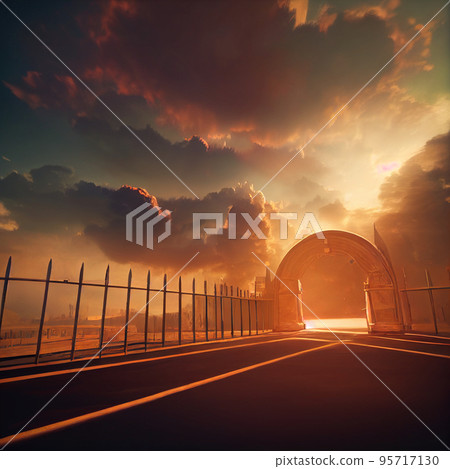 The road, the path leading to the sky, the road to the clouds, to paradise 95717130