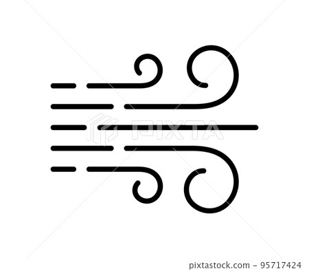 Wind blow line icon. Air flow flat sign. Symbol of windy weather. Climate web design element. Curl line icon. Vector illustration isolated on white background. Editable stroke Wind blow line icon. Air flow flat sign. Symbol of windy weather. Climate web design element. Curl line icon. Vector illustration isolated on white background. Editable stroke 95717424
