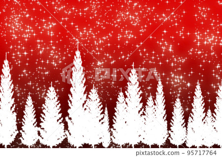 Christmas trees on red background with customizable space for text. Copy space and Christmas celebration concept. 95717764