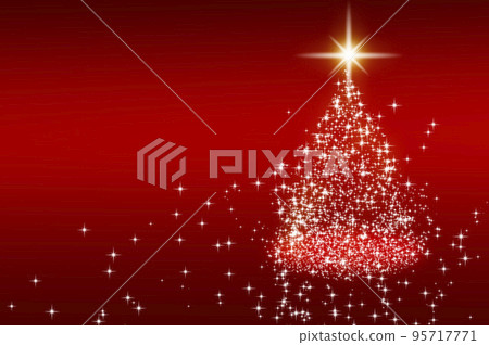 Shining stars like pine tree with bright shining star on red background with customizable space for text. Christmas celebration concept. 95717771