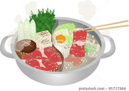 Sukiyaki and shabu-shabu two-color hot pot 95717866