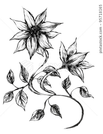 水墨花設計 95718165