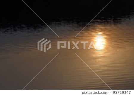 Sunset on the lake surface Sunset on the lake surface 95719347