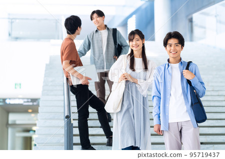 Male college student campus life student man and woman Male college student campus life student man and woman 95719437