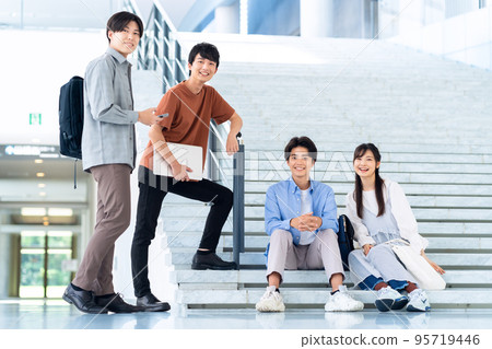Male college student campus life student man and woman 95719446