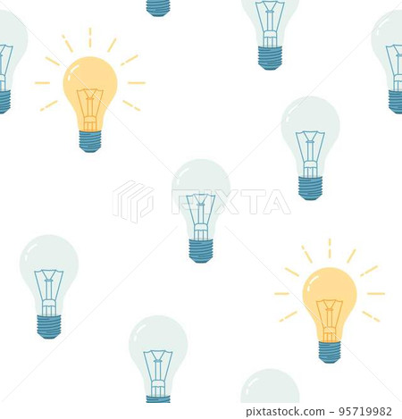 Seamless pattern with handdrawn lightbulbs. 95719982