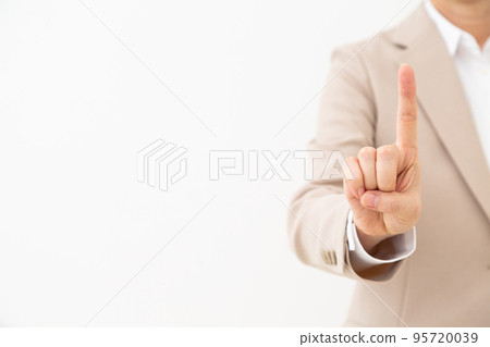 舉起食指的西裝中年婦女 95720039