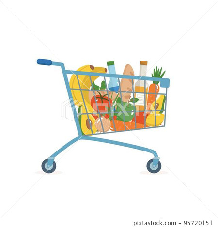 Full shopping cart. Food store, supermarket Full shopping cart. Food store, supermarket 95720151