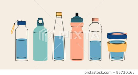 Take your water bottle. Refillable glass, plastic or metal bottles. 95720163