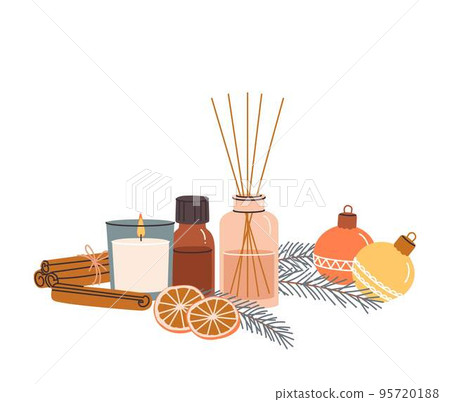 Composition with aromatherapy accessories with essential oils. 95720188