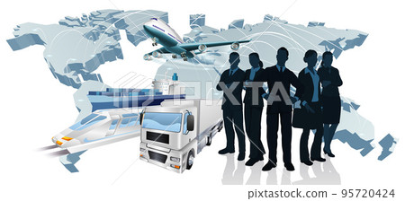 Logistic Silhouette Transport Export Team Concept 95720424