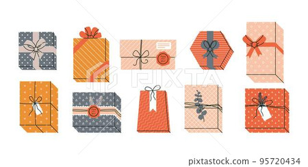 Set of gifts and presents on Christmas or Holidays. Set of gifts and presents on Christmas or Holidays. 95720434