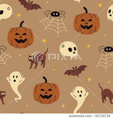 Halloween seamless trendy pattern background. Halloween seamless trendy pattern background. 95720739