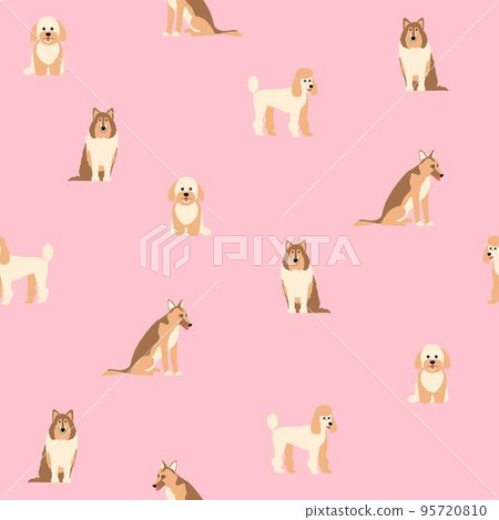 Cartoon cute puppies dog seamless pattern 95720810