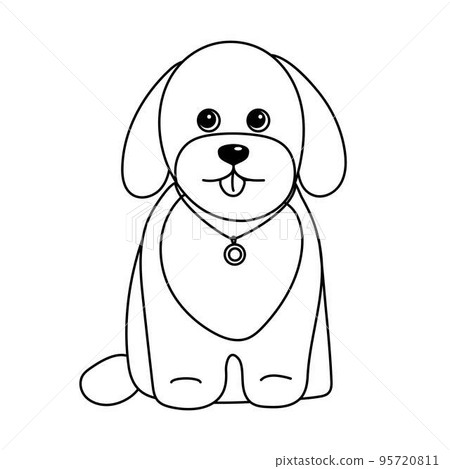 Maltipoo dog colouring page. Outline vector illustration 95720811