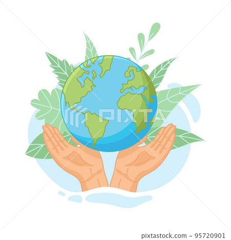 Save the planet. Hands holding globe, earth.... - Stock Illustration ...