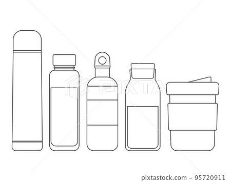 Refillable glass or metal bottles black outline Refillable glass or metal bottles black outline 95720911
